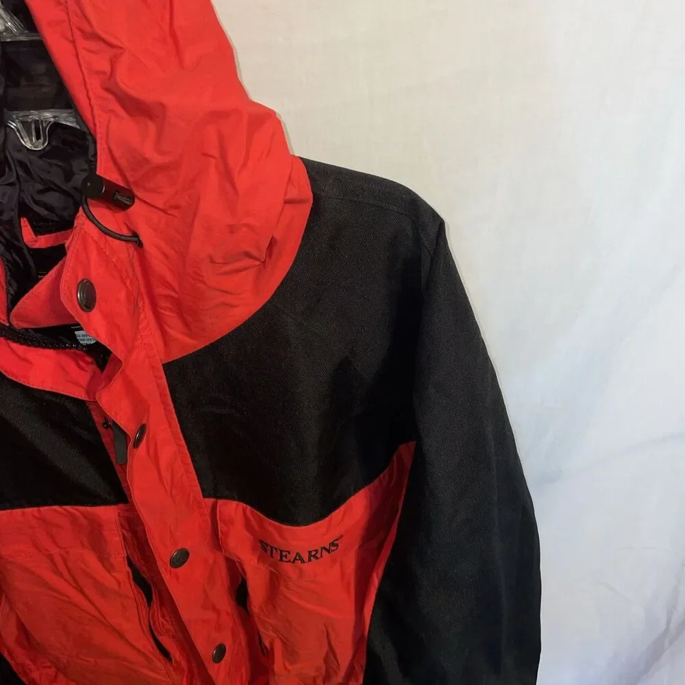 Stearns Men’s Weather Hoodie Coat Size 3XL Red Black Nylon Outdoors Rain Protect